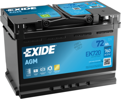 [EK720] EXIDE Micro-Hybrid AGM Battery 72Ah 12V 760A(CCA) (190x278x175mm)